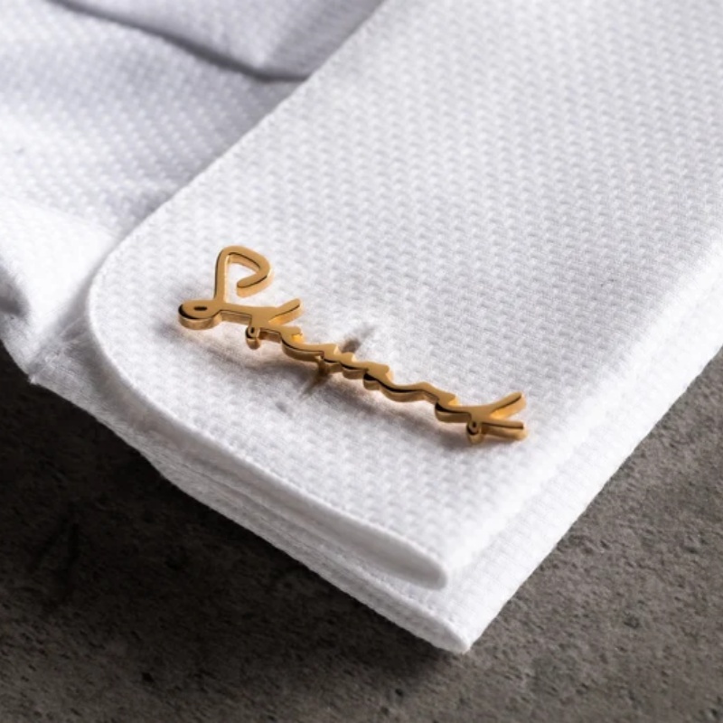 Custom Name Cufflinks 18K Gold - Men'S Groom 评论和价格