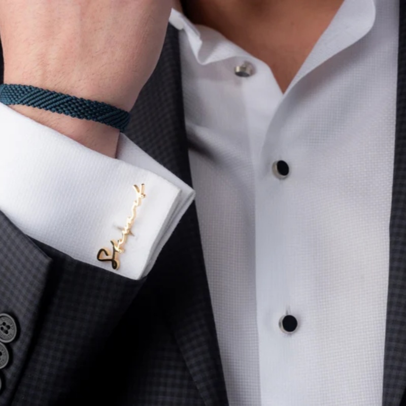 Custom Name Cufflinks 18K Gold - Men'S Groom 评论和价格