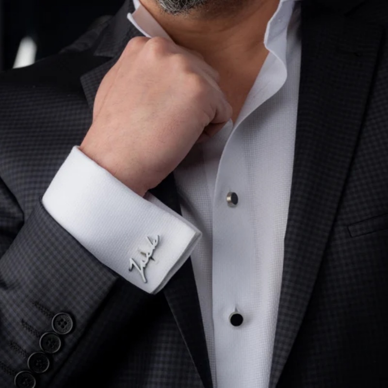 Custom Name Cufflinks 18K Gold - Men'S Groom 评论和价格